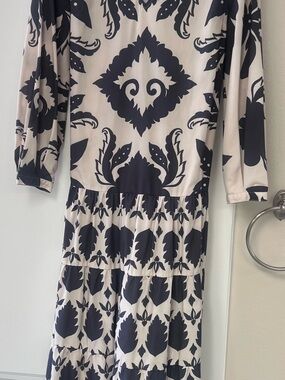 Area Stars Black and Cream Long Sleeve Tiered Dress